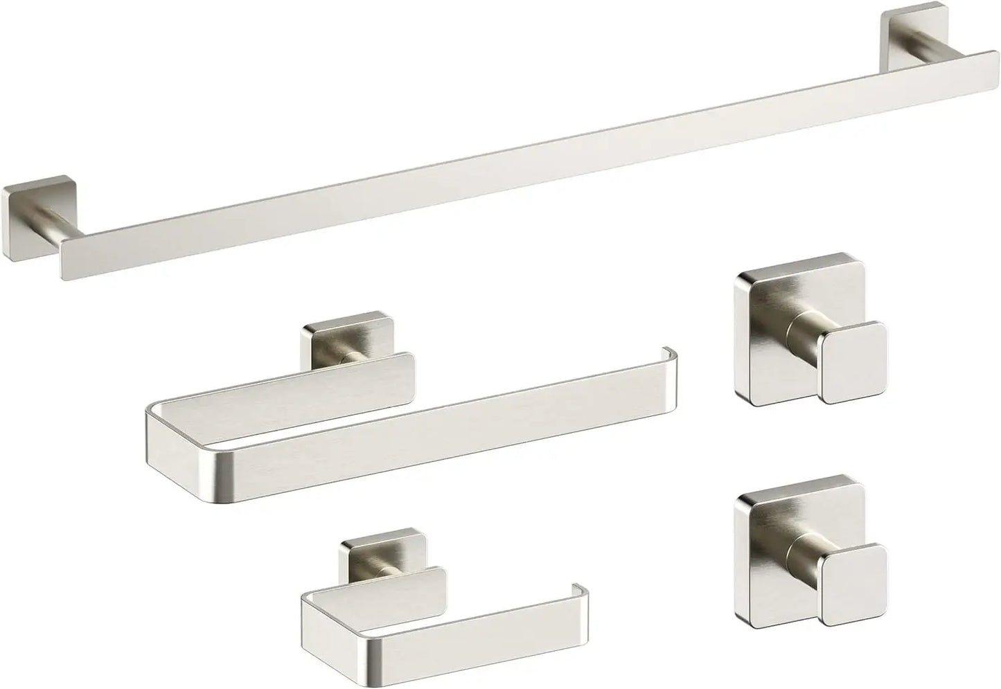 5pc Bathroom Hardware Set Towel Bar Ring Paper Holder Double Hook Brass Wall Mount Rust-Resistant Gold, Customized