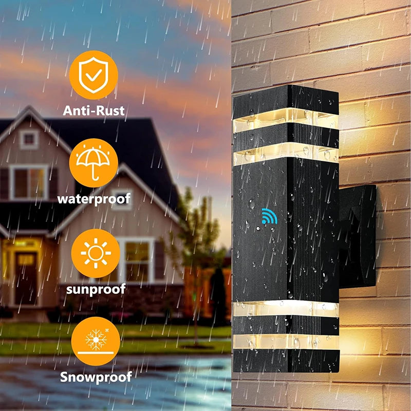 2/4Pcs Smart Outdoor Wall Light Waterproof LED Wall Lamps Sensing Porch Lights Exterior Sconce Lamps For Balcony Garden Backyard