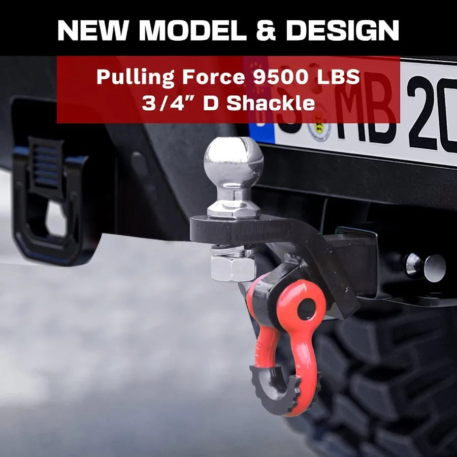 Multifunctional 2 in 1 Trailer Hitch Ball Mount with Tow Shackle and 3 4 Inch Hitch Pin Clip for Heavy Duty Trucks SUVs and Car