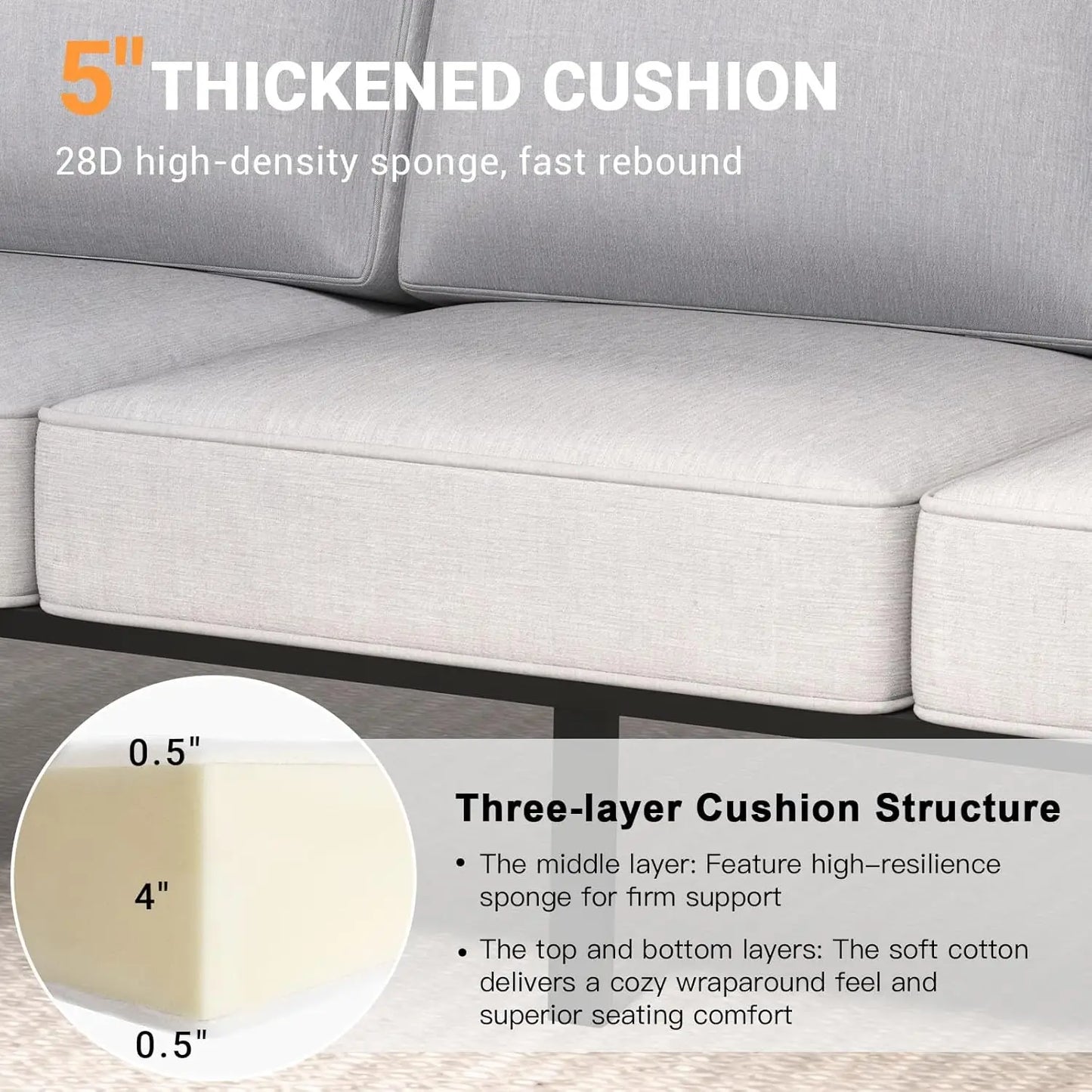 Aluminum 4 Piece Sectional Outdoor Furniture Set with Coffee Table Thick Cushions for Patio Porch Balcony Garden, Customized
