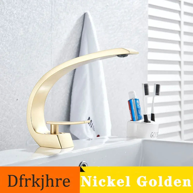 Basin Faucet Brass Chrome Faucet Brush Nickel Single Handle Deck Mounted Sink Mixer Tap Vanity Hot Cold Water Bathroom Faucets