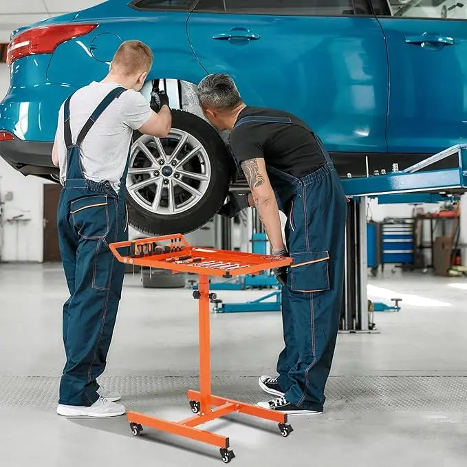 35-45 Inch Adjustable Height Work Table, 220 Lbs Capacity Heavy-Duty Work Table with Wheels & Brakes for Warehouse, Repair Shops
