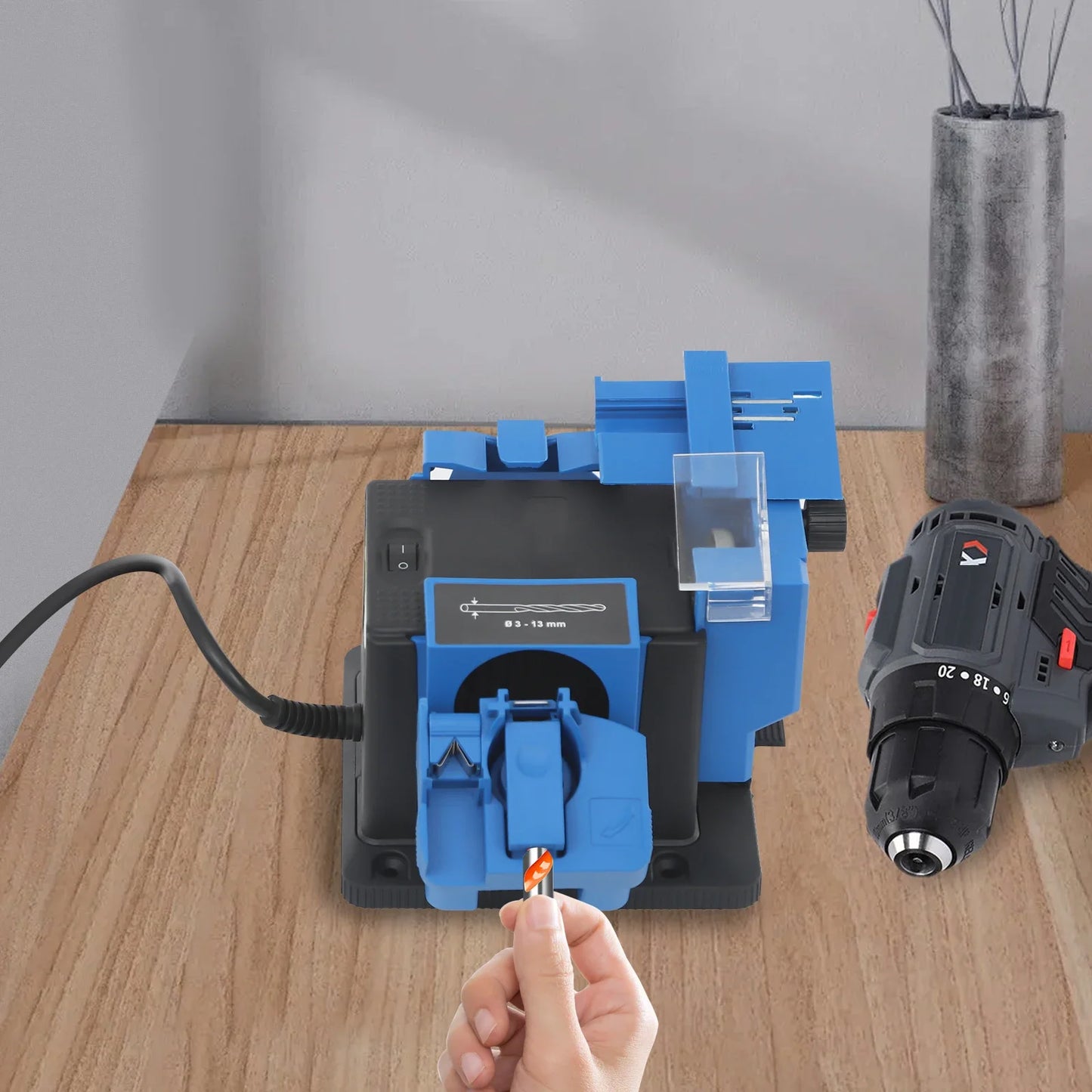 CNCEST 1350rpm Efficient Multifunctional Drill Bit Grinder, Adjustable Angle Electric Sharpener for Restaurants & Repair Shops
