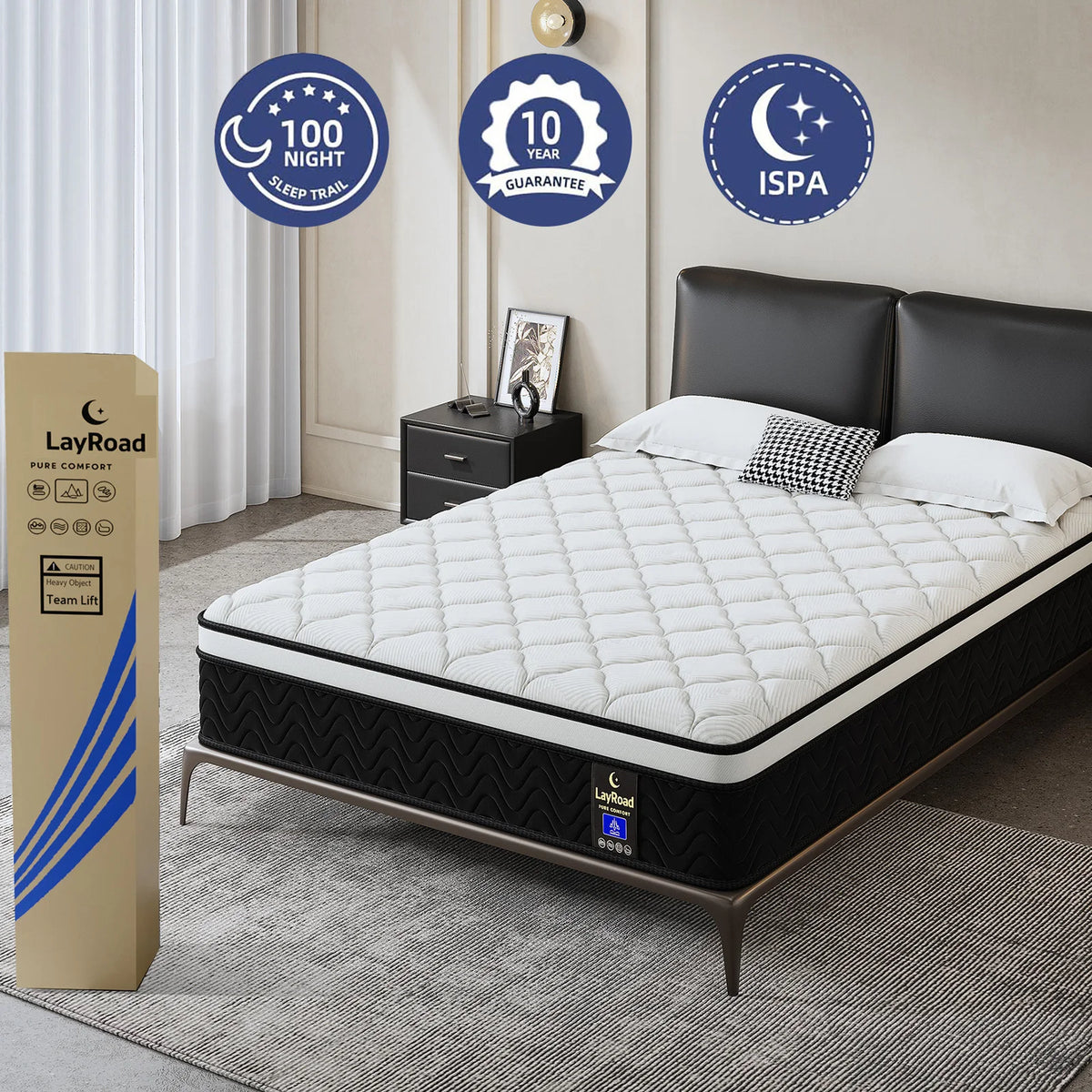 12 Inch Gel Memory Foam Hybrid Mattress,Twin Full Quenn King Individual Pocket Coil Innerspring Mattress for Pressure Relief & Motion Isolation, Medium Firm Mattress for Bedroom, CertiPUR‑US Certified
