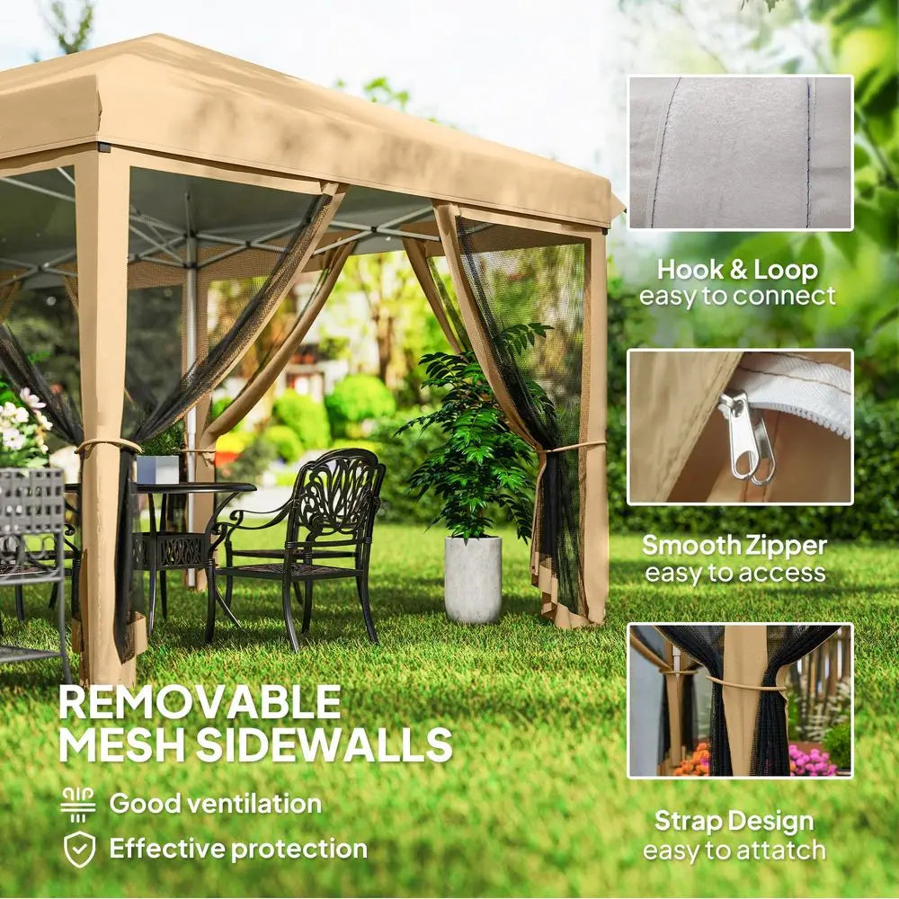 10 x 20 Pop Up Canopy Tent with Netting, Heavy Duty Instant Sun Shelter, Large Tents for Parties with Carry Bag for Outdoor, Ga