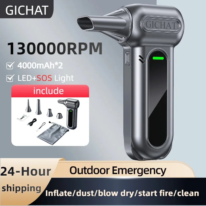 130000RPM Powerful Violent Fan Brushless Turbo Jet Fan Blower Electric Air Blower Car Portable Dust Cleaner 4 Gears Adjustable
