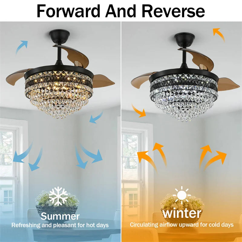 Modern Intelligent Ceiling Fan Lights  App Rc Adjustable 6 Level Speed Luminaire Bedroom Led Fandelier Lamp Indoor Pendant Light