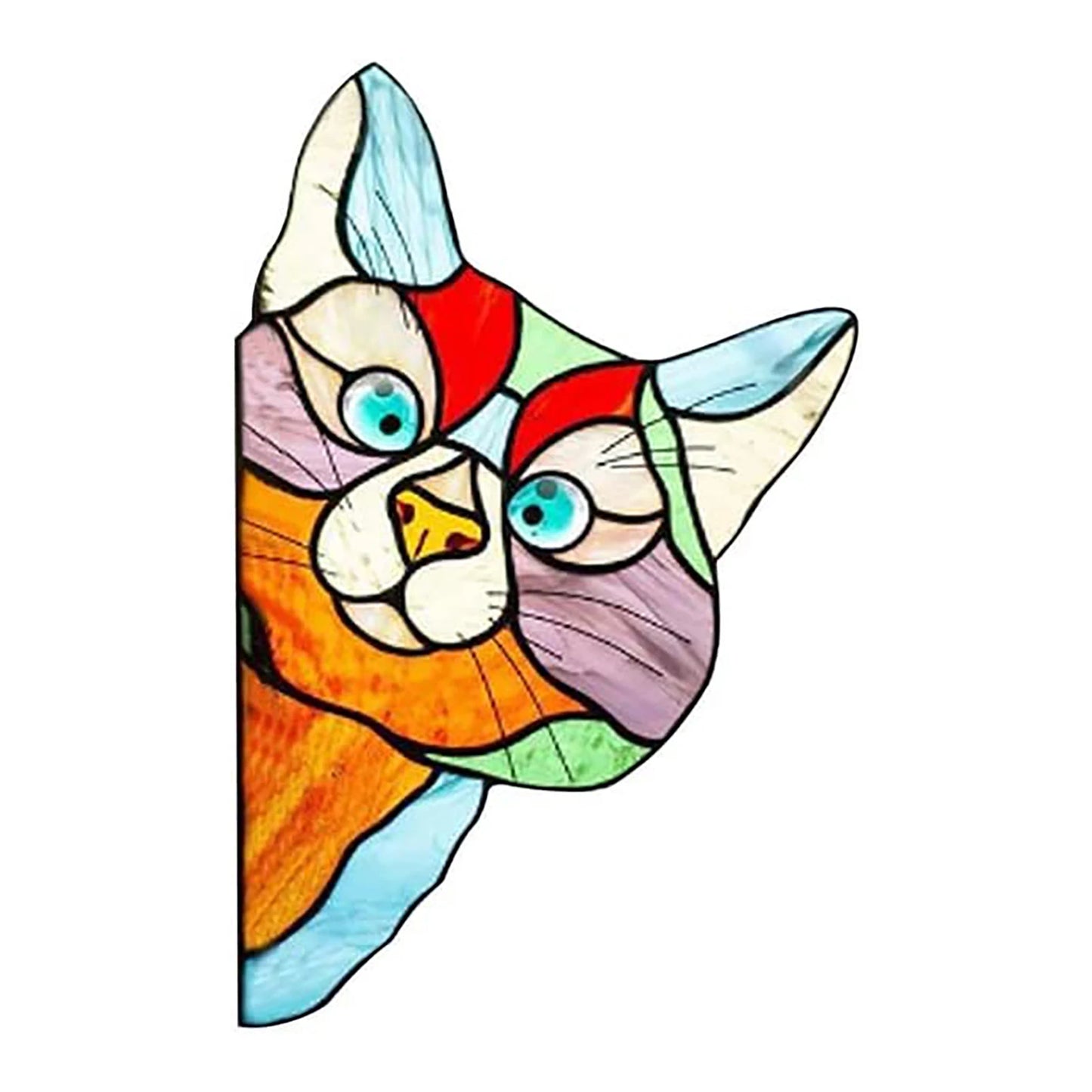 7Pcs Stained Household Animal Cat Face Stickers Door And Window Glass Car Door Glass Stickers Holiday Party Decorations