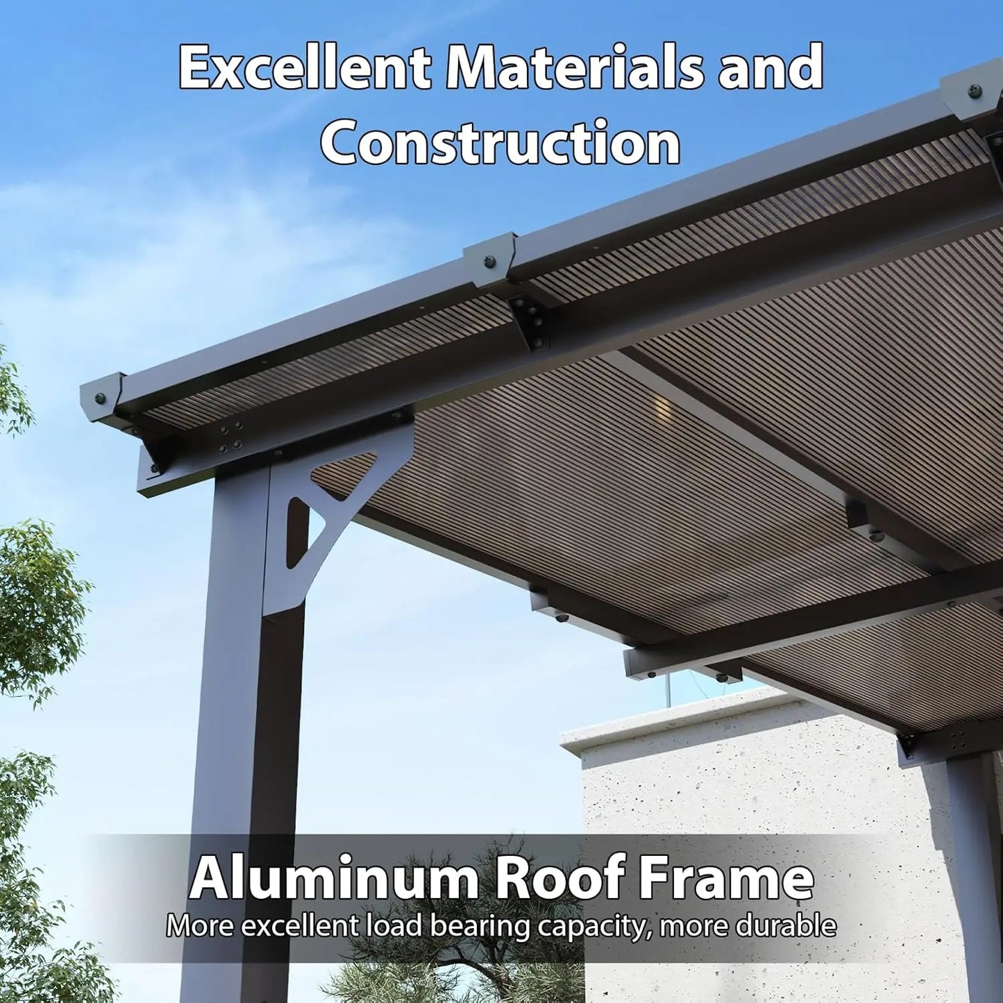 20x10 Wall-Mounted Gazebo Pergola Sloped Roof Heavy Duty Outdoor Backyard Patio Deck Custom
