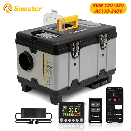 8KW Auxiliary Diesel Heater 12V/24V/220V With High-Altitude Mode & Ventilation Mode Ultra Quiet Car Heater for RV Car Home Tent