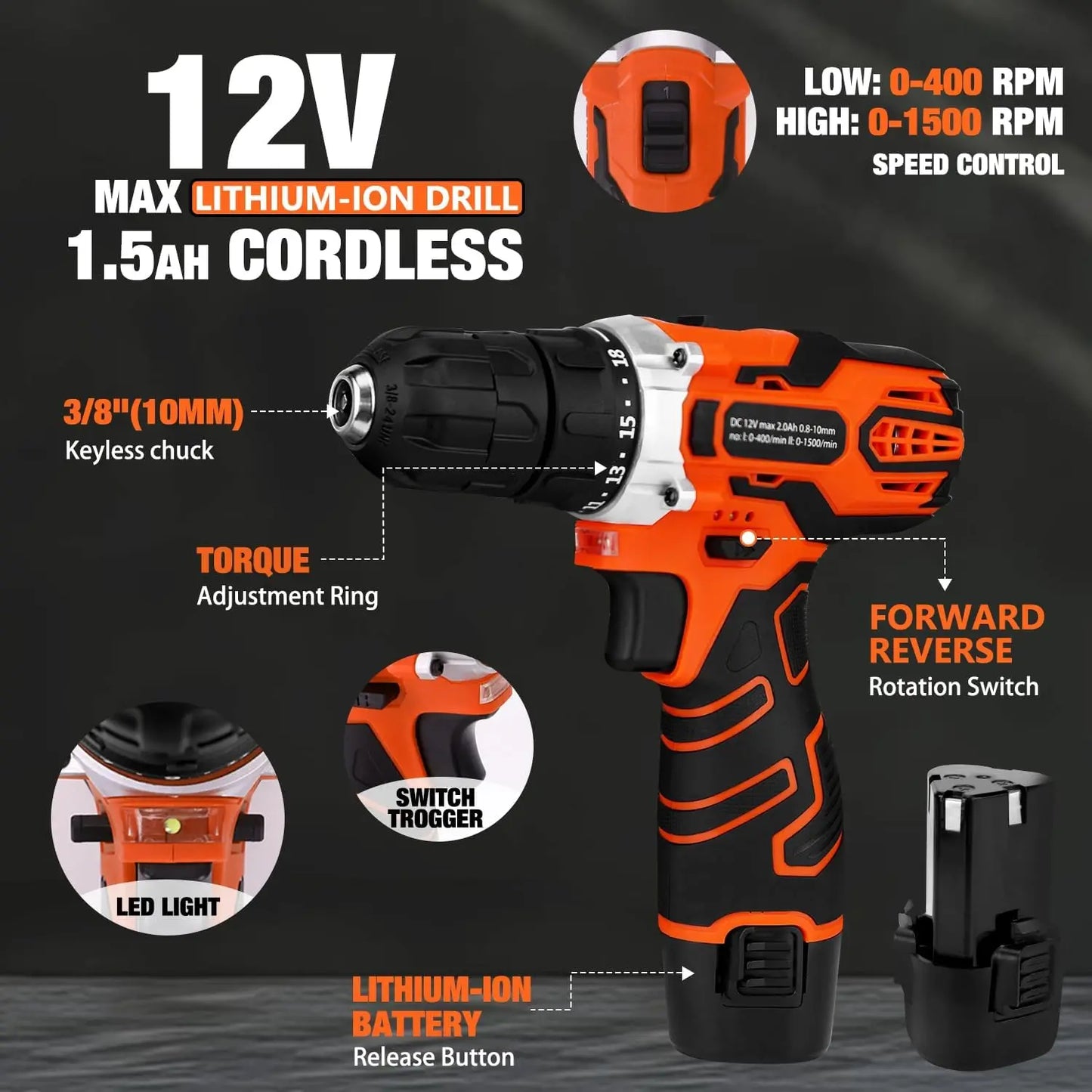 255-Piece Tool Set with Cordless Drill, Toolbox Storage Case for DIY Home Repairs and Handyman Projects