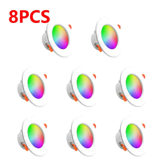 1-10PCS 10W Smart LED Downlight Bluetooth Ceiling Lamp RGB Lamp APP Remote Control Color Changing Light for Google Alexa Home