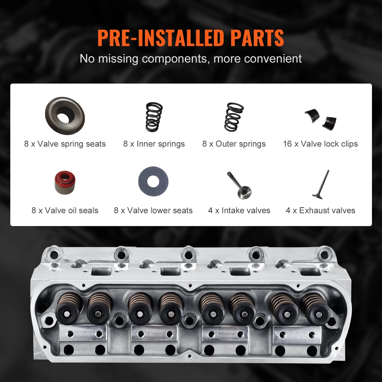 SucceBuyEngine Cylinder Head Assembly Replacement Aluminum Engine Cylinder Head Compatible with Small Block Ford Engines GT40