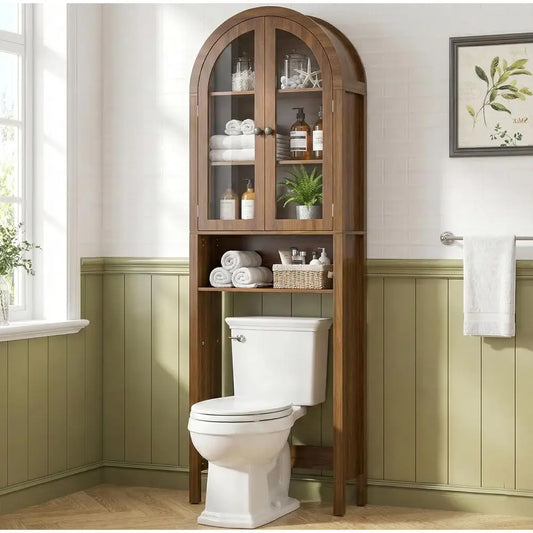 Arched Over The Toilet Storage Cabinet with Acrylic Do, 4 Tier Small Bathroom Shel Organizer, Century ern Bathroom Cabinet with
