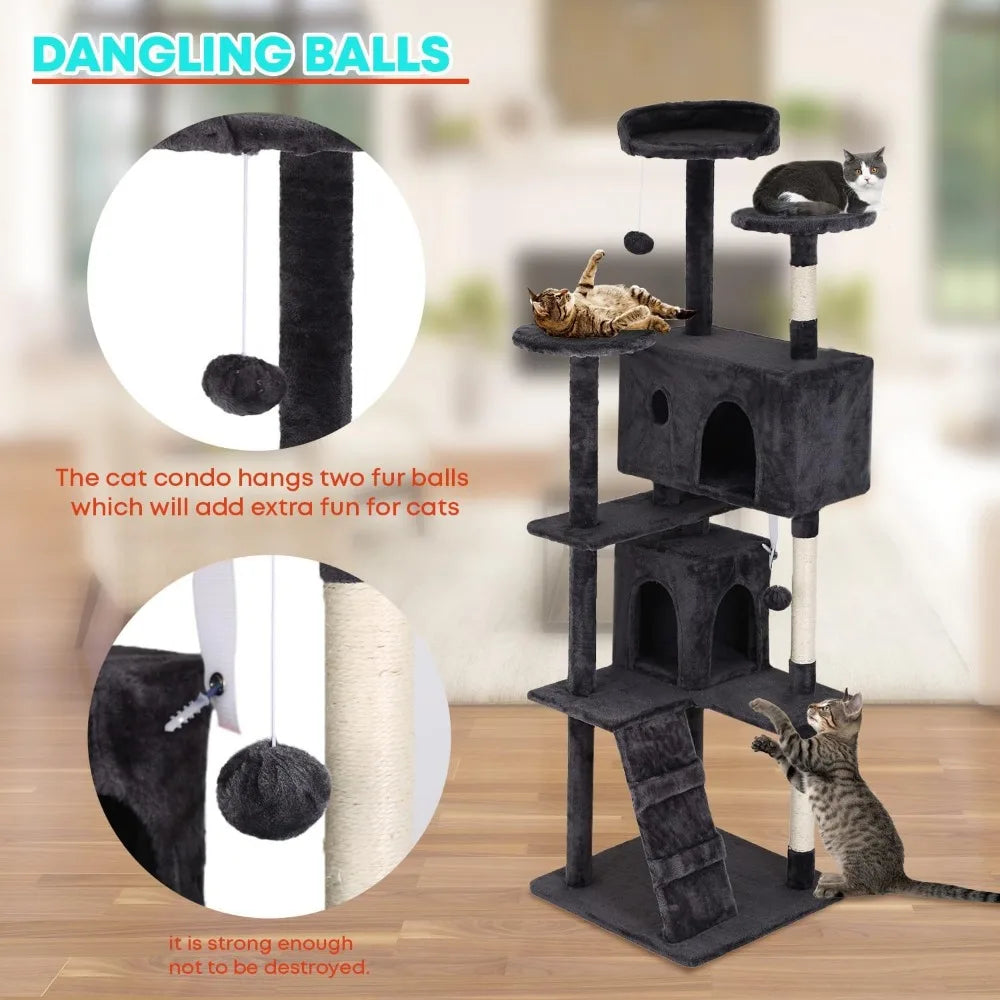 70 Inch Multi Level Cat Tree with Scratching Posts Condos Perches Toys for Kittens and Adult Cats