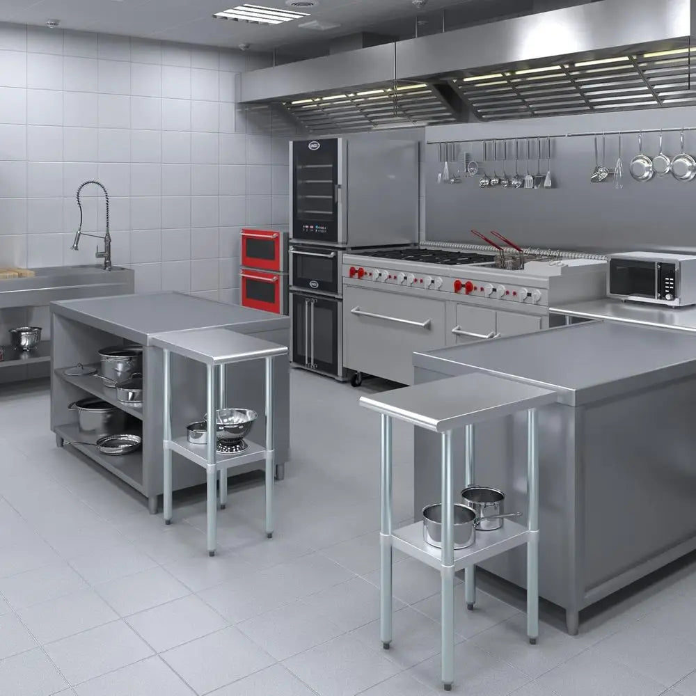 24 x 15 Stainless Steel Work Table | Metal Utility Bench for Kitchen, Laundry, and Garage