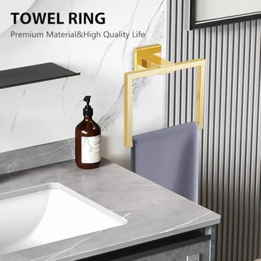 5-Piece Bathroom Hardware Accessories Set 23.6 inch Towel Bar Set Modern Towel Rack Set Stainless Steel Wall Mounted Bathroom
