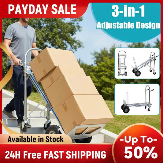 2 in 1 Industrial Convertible Collapsible Truck 1000 LBS Capacity Heavy Duty with Wheels for Transport Moving Furniture