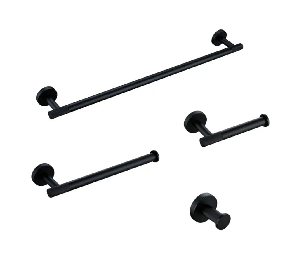 Matte Black Brass Knurled Bathroom Hardware Set Towel Bar Robe Hook Shelf Paper Holder, Customized
