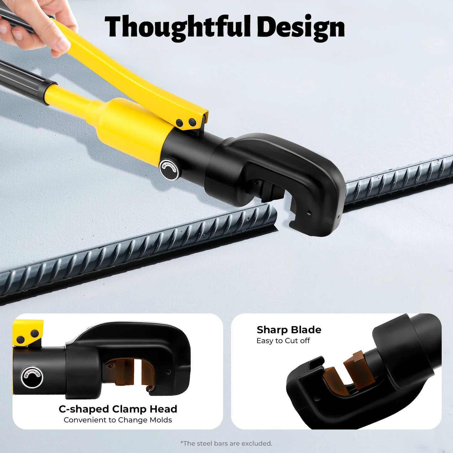 8/13Ton Heavy Duty Hydraulic Rebar Cutters Handheld Cutting Tool with Case 4-22mm for Construction Site Metal Work