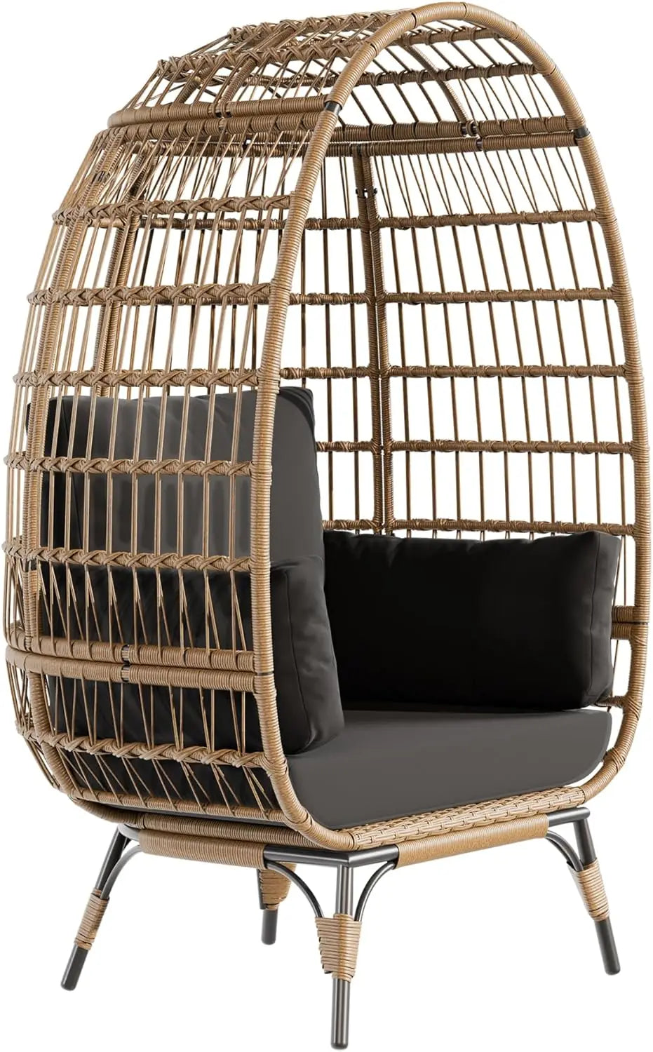 Outdoor Egg Chair, Oversized Patio Wicker Basket Chair for Balcony, Patio, Living Room, Lounge Chairs for Outside with Thick Cus