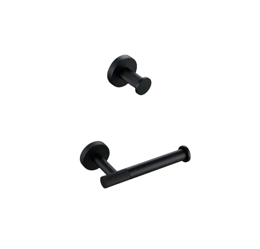 Matte Black Brass Knurled Bathroom Hardware Set Towel Bar Robe Hook Shelf Paper Holder, Customized