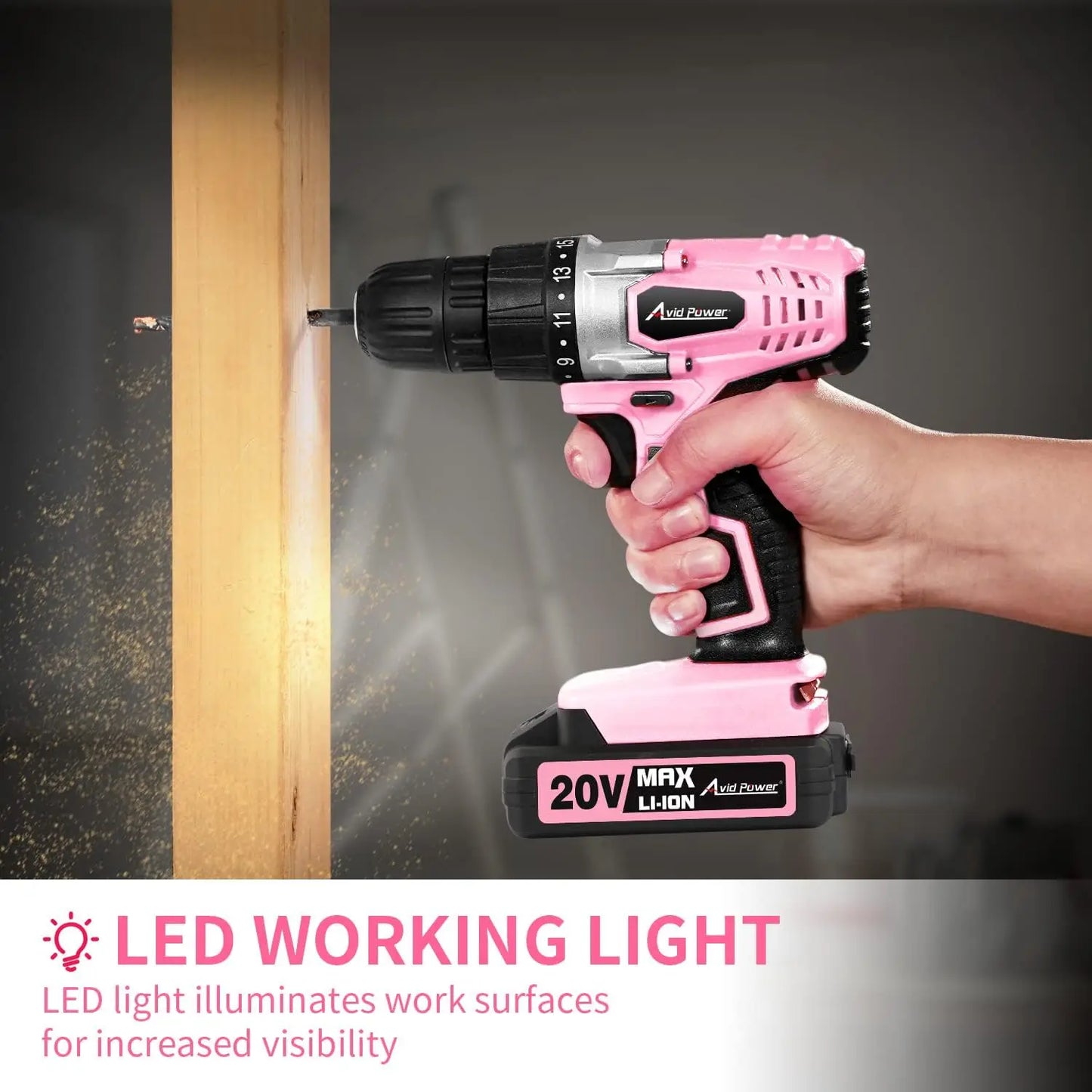 20V Cordless Drill Set for Home DIY & Beginner Projects - Lightweight Power Drill with Battery Charger & 22 Bits, Variable