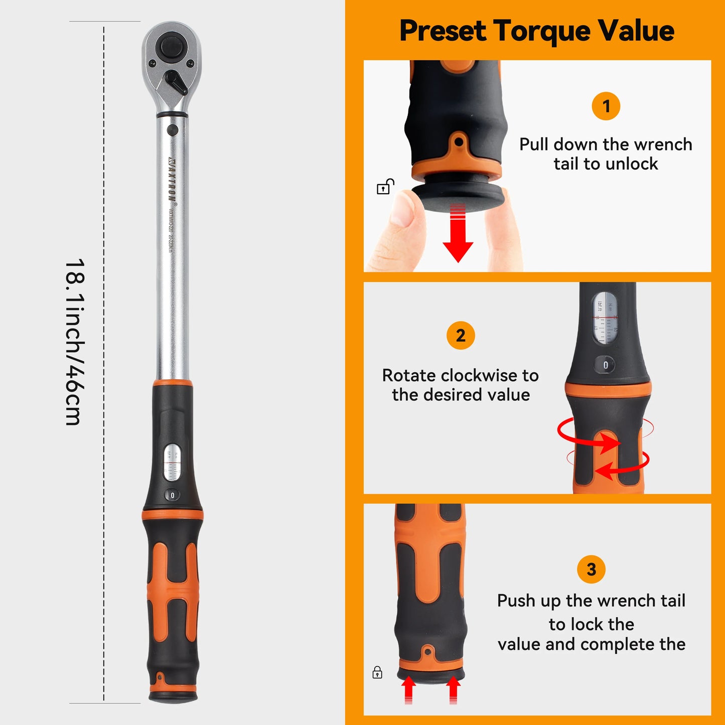 Waxtron 1/2'' Scale Window Torque Wrench 20-200N.m 6PCS High Precision Adjustabe Torque Wrench For Car Automotive Repairs Hot