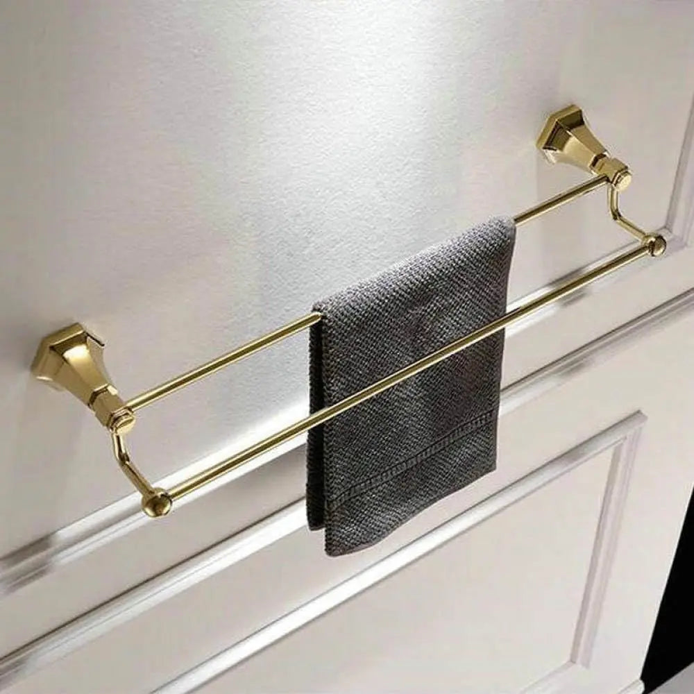 Golden Brass Geometric Bathroom Hardware Set Towel Shelf Soap Dispenser Toilet Brush Towel Bar, Customized