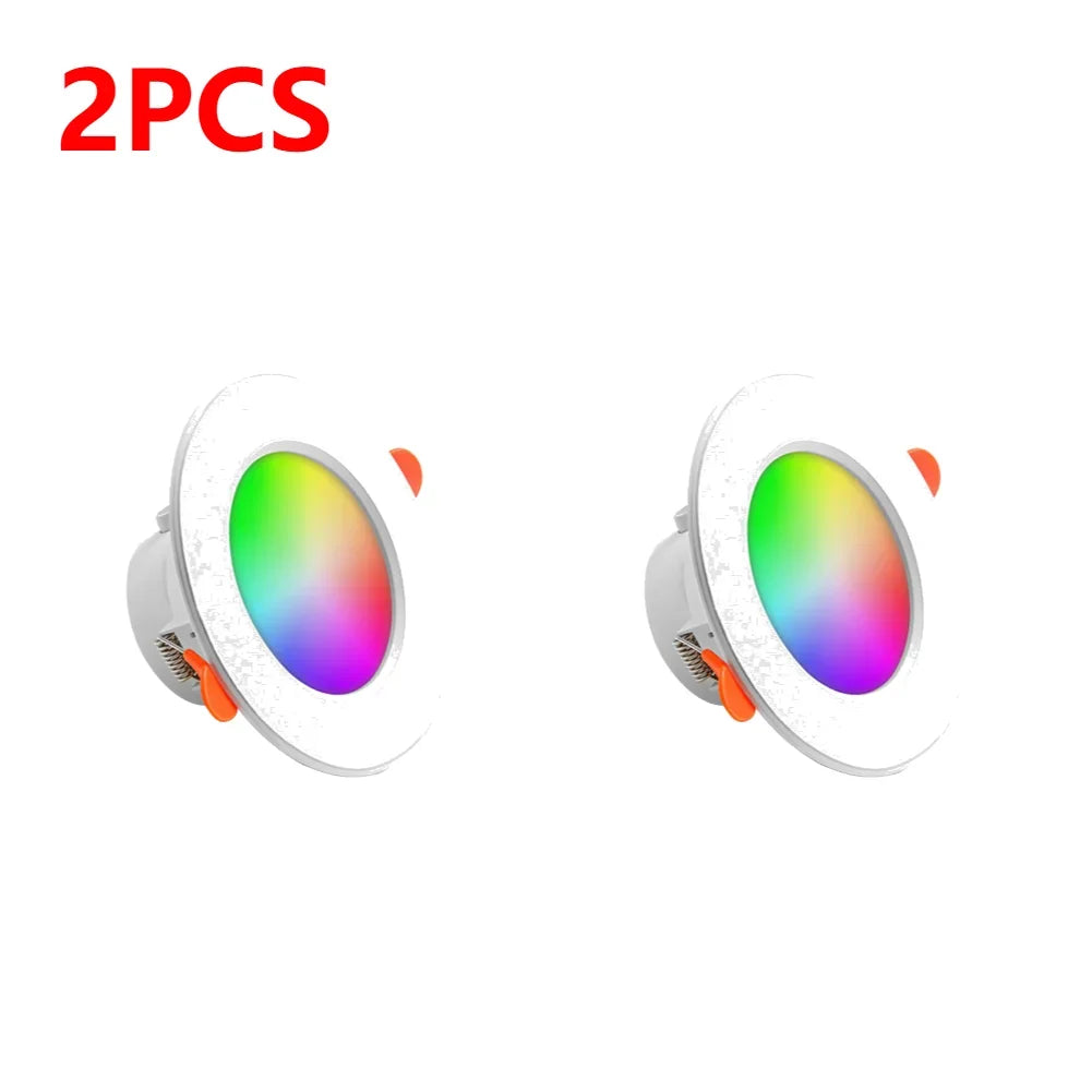 1-10PCS 10W Smart LED Downlight Bluetooth Ceiling Lamp RGB Lamp APP Remote Control Color Changing Light for Google Alexa Home