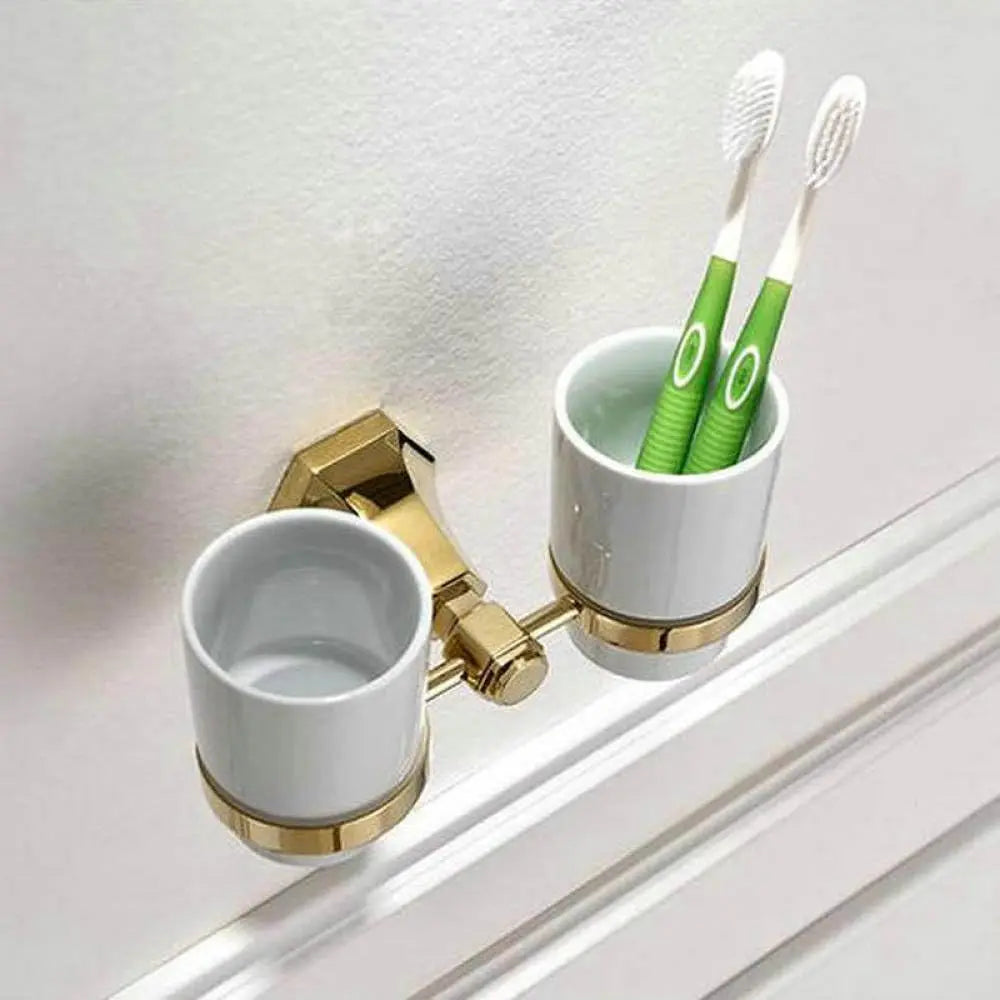 Golden Brass Geometric Bathroom Hardware Set Towel Shelf Soap Dispenser Toilet Brush Towel Bar, Customized