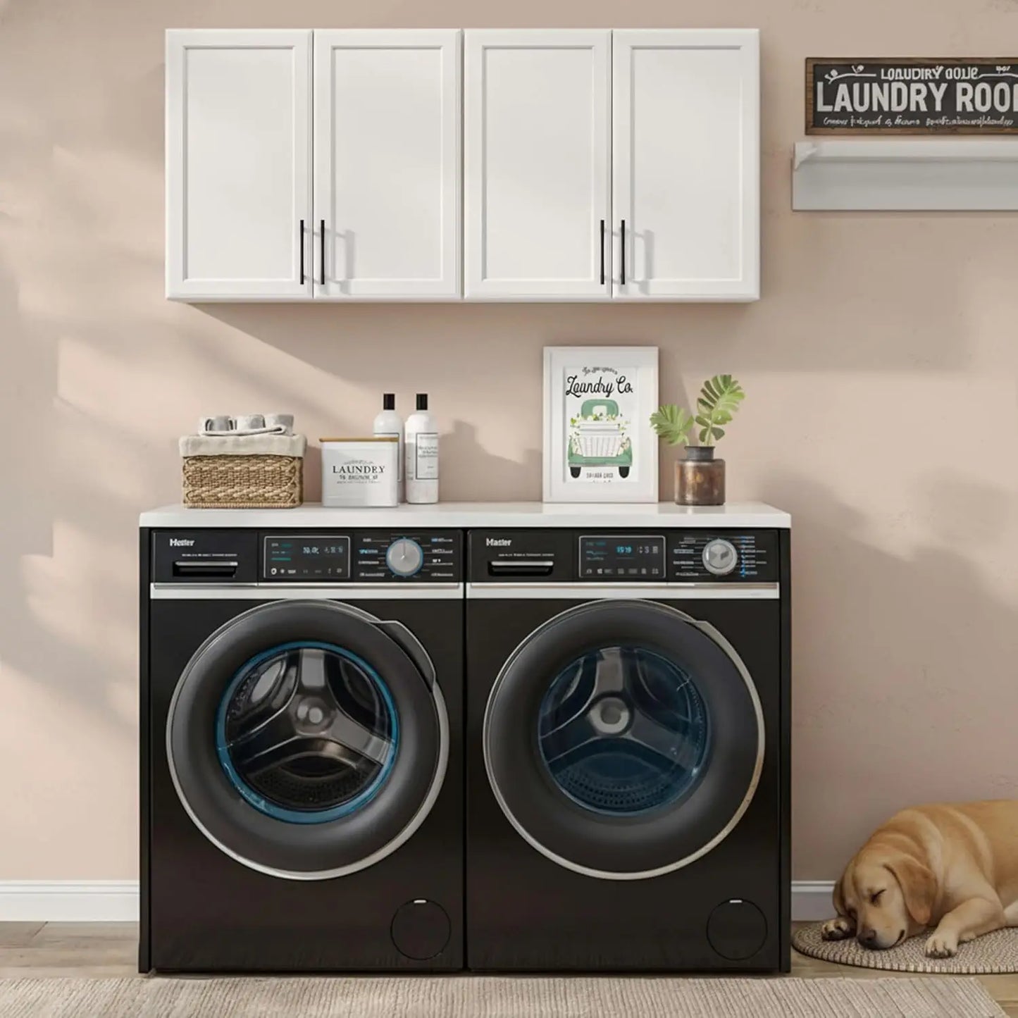 White Wall Mounted Storage Cabinet with Adjustable Shelf for Laundry Bathroom Kitchen 48", Customized