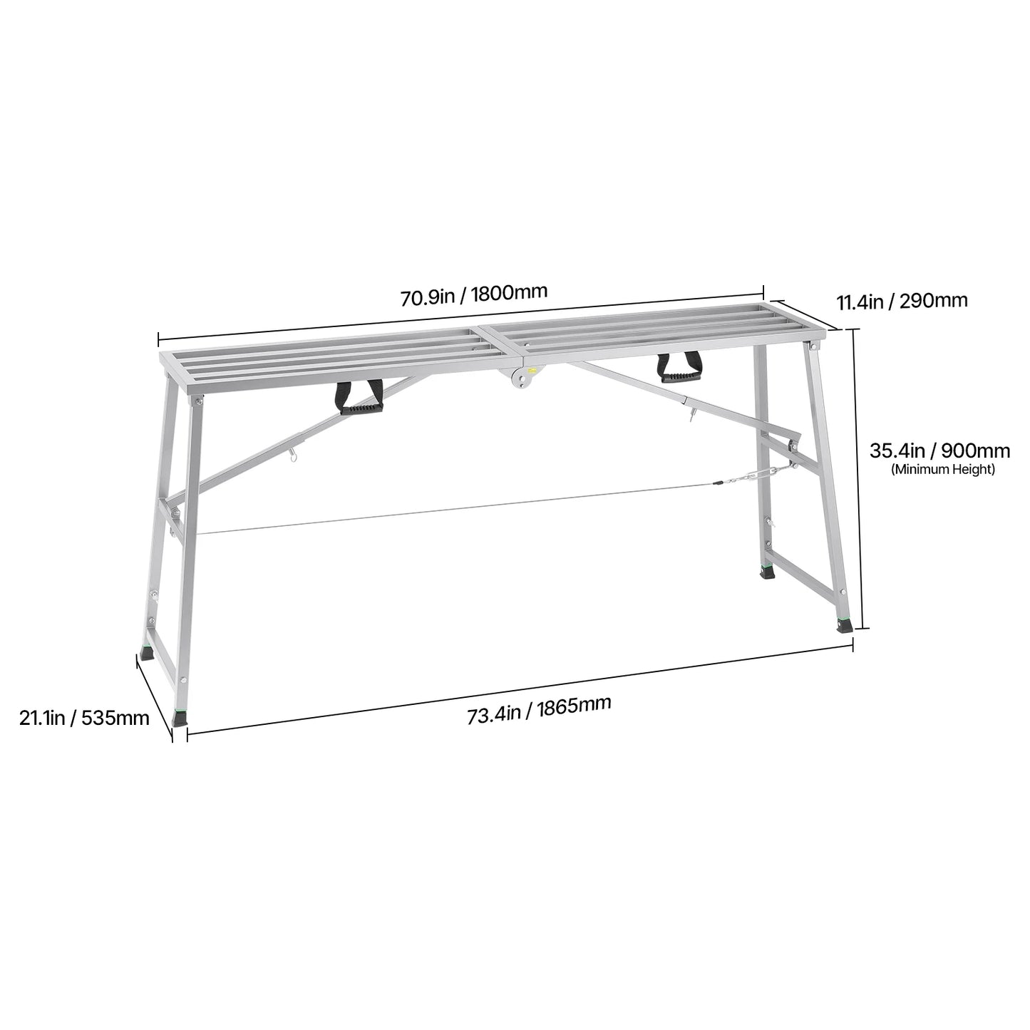 SucceBuy Work Platform 3 Gear Folding Steel Step Ladder Portable Scaffolding Platform 400 lb Load  Stool to Cleaning &Washing
