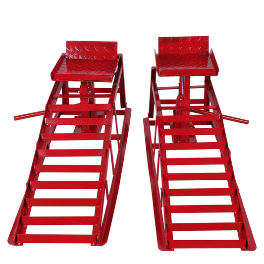 2Pcs Hydraulic Vehicle Repair Ramp 5 Ton Capacity Portable & Adjustable Car Ramp for Routine Tire Replacement