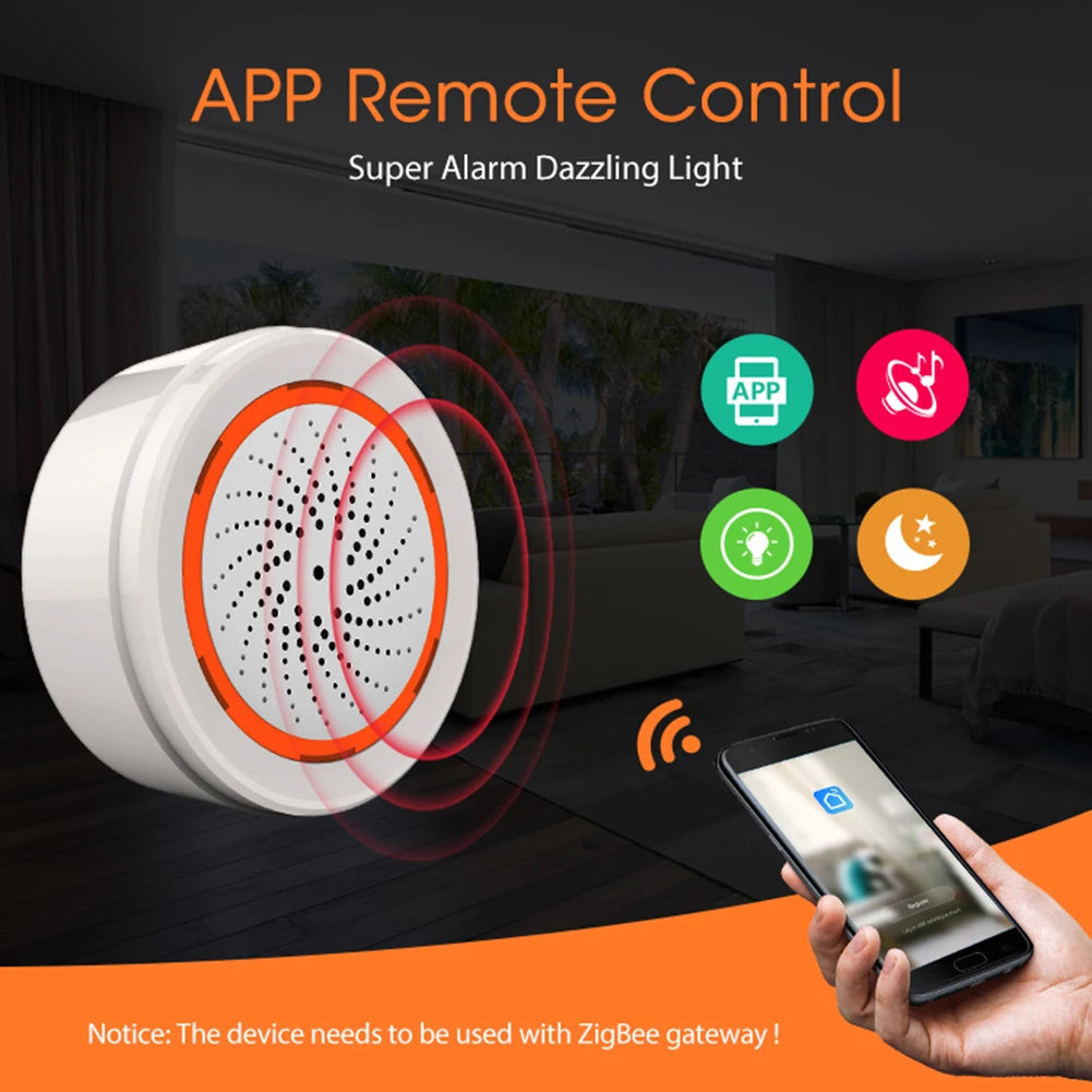 Smart Siren Alarm Tuya Zigbee Sound Light Sensor Smart Alarm Siren App Remote Control Home Security Protection System