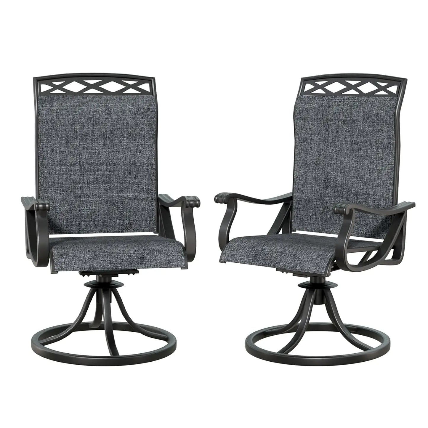 360° Swivel Rocker Patio Chairs Set 2 All Weather Ergonomic High Back 15° Rocking Outdoor Dining 2pc Custom