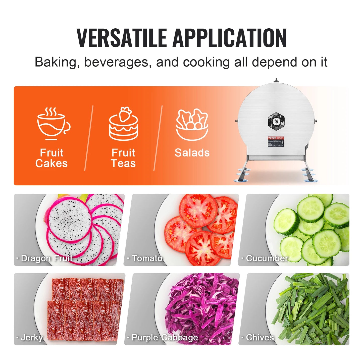 SucceBuy Electric Vegetable Slicer 0-0.5"/0-12mm Thickness Adjustable Commercial Machine Stainless Steel Food Cutter Machine