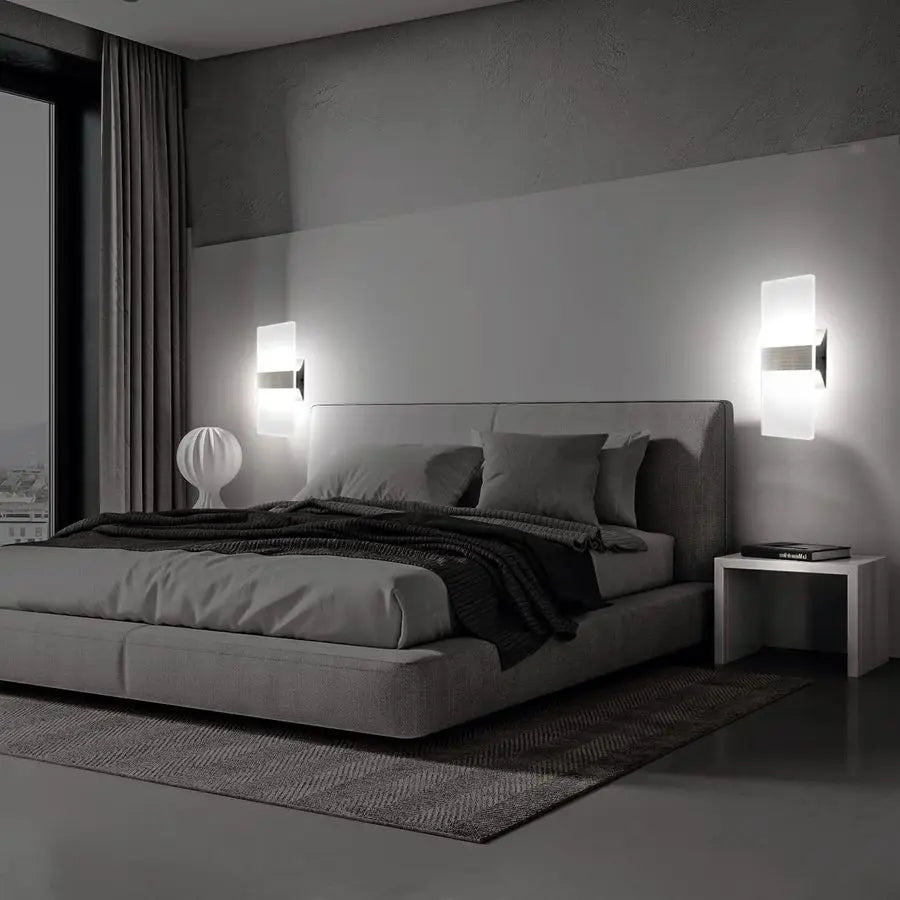 Modern Wall Sconces Set of Two, Led Wall Light 10w, 6000k White Light Up Downlight, Hardwired Acrylic Wall Light Lighting, Suita