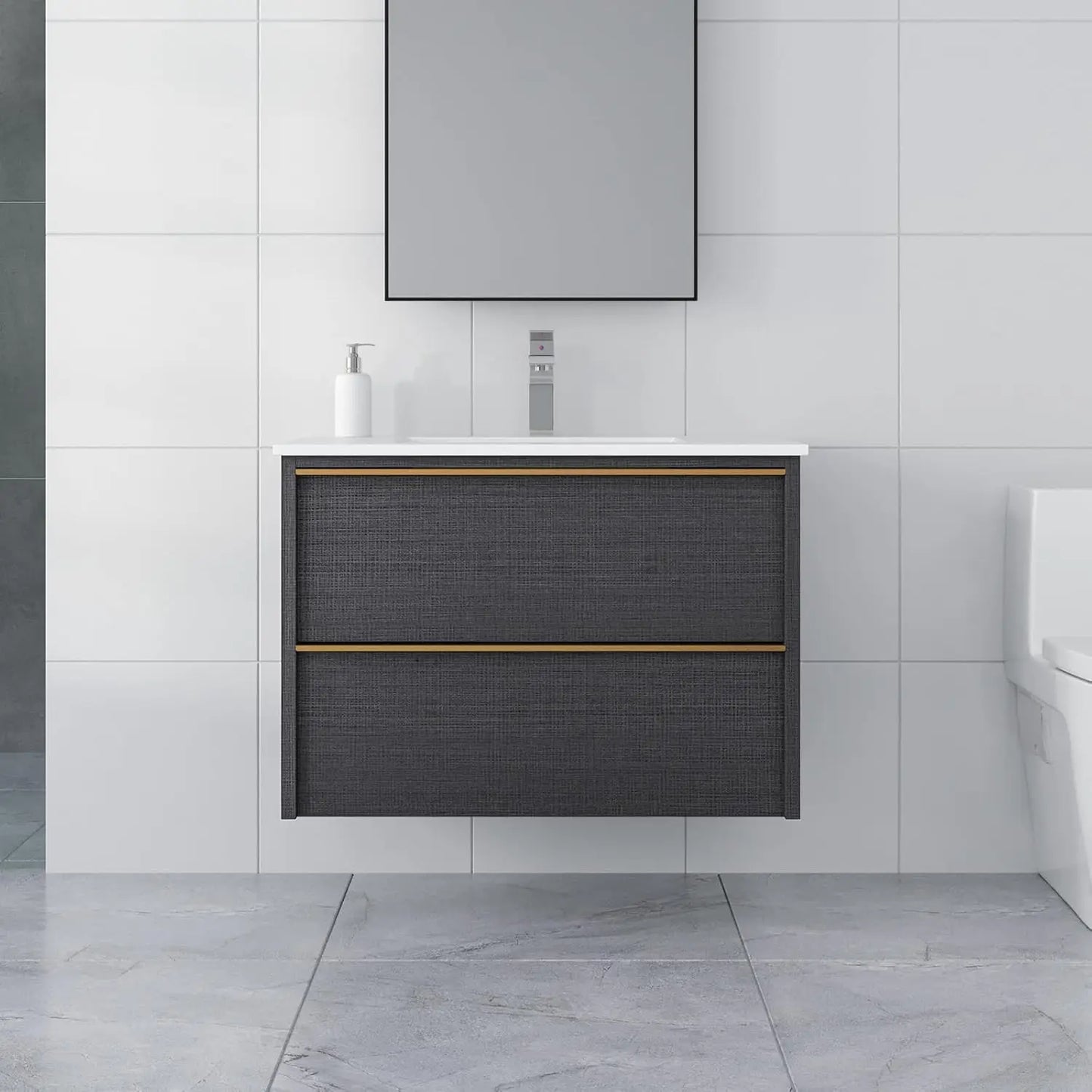 30 Inch Bathroom Vanity with Sink, Floating Vanity Bathroom, Modern Wall Mount Bathroom Cabinet, Double Drawers,, Customized