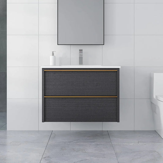 30 Inch Bathroom Vanity with Sink, Floating Vanity Bathroom, Modern Wall Mount Bathroom Cabinet, Double Drawers,, Customized