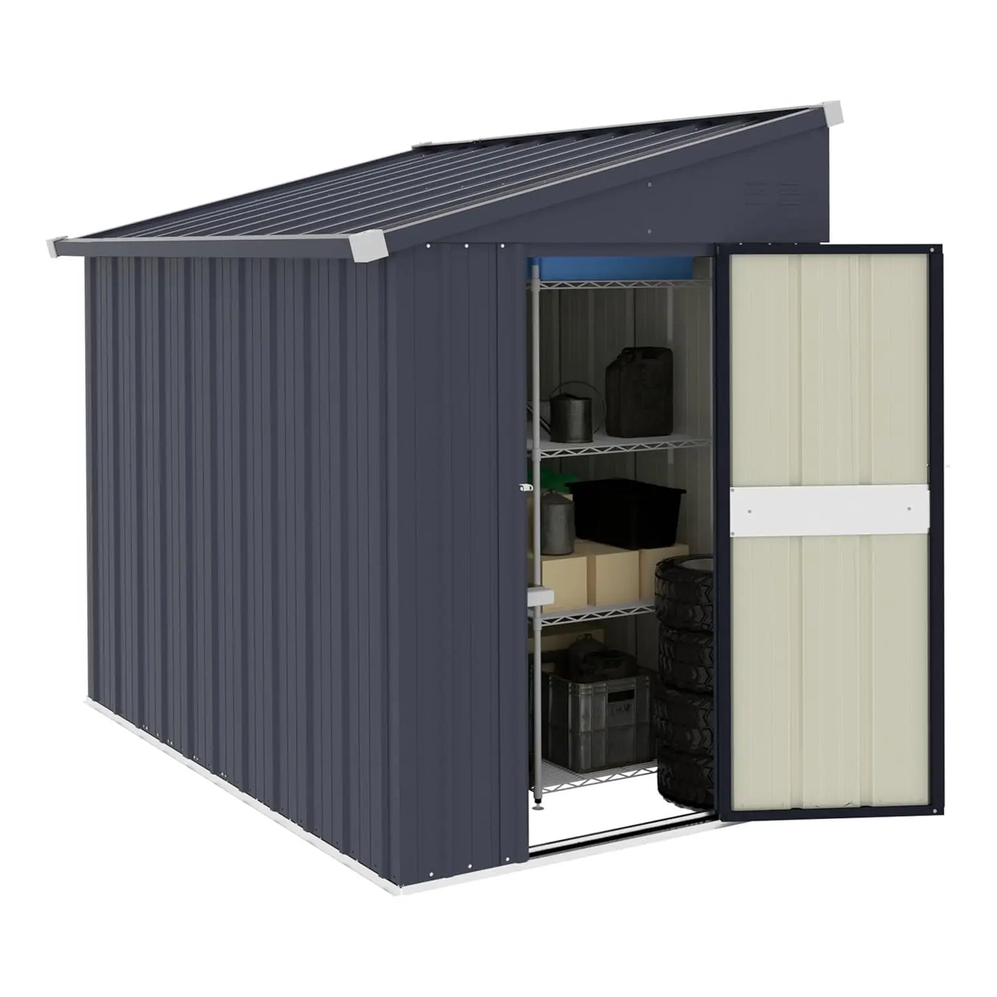 Outdoor Storage Shed 4x6 FT, Garden Tool Shed, Metal Lean-to Shed Kit for Backyard Lawn with Lockable Door and, Customized