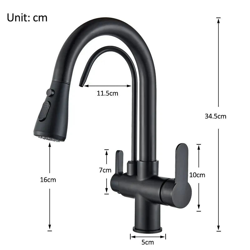 Onyzpily Black Touch/NO Sensor Kitchen Faucet Pull Out Sink Faucets Hot Cold Mixer Pure Water Tap Deck Mounted Taps Dual Handle