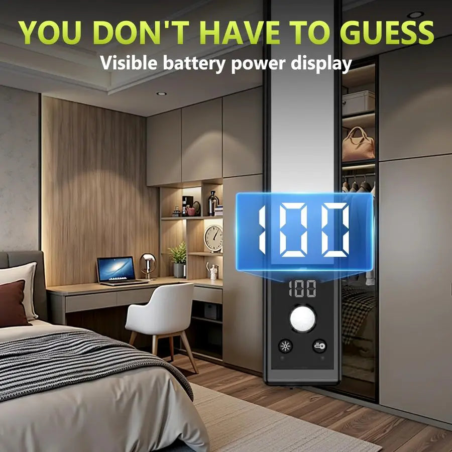 Pack 12 Under Cabinet Lights with Digital Display,2200mAh Rechargeable Motion Sensor Light Indoor,3 Color Temperatures, Magnetic