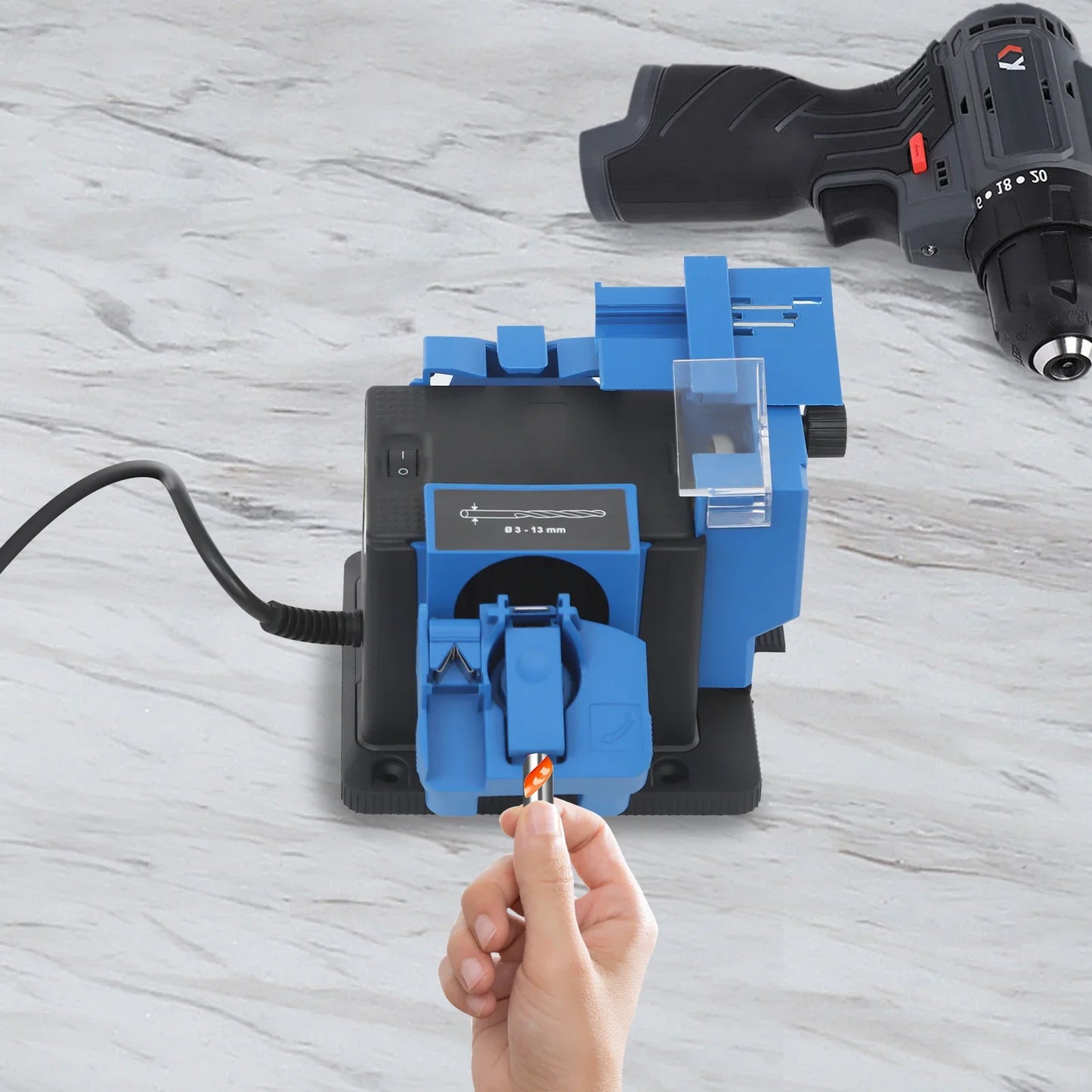 CNCEST 1350rpm Efficient Multifunctional Drill Bit Grinder, Adjustable Angle Electric Sharpener for Restaurants & Repair Shops