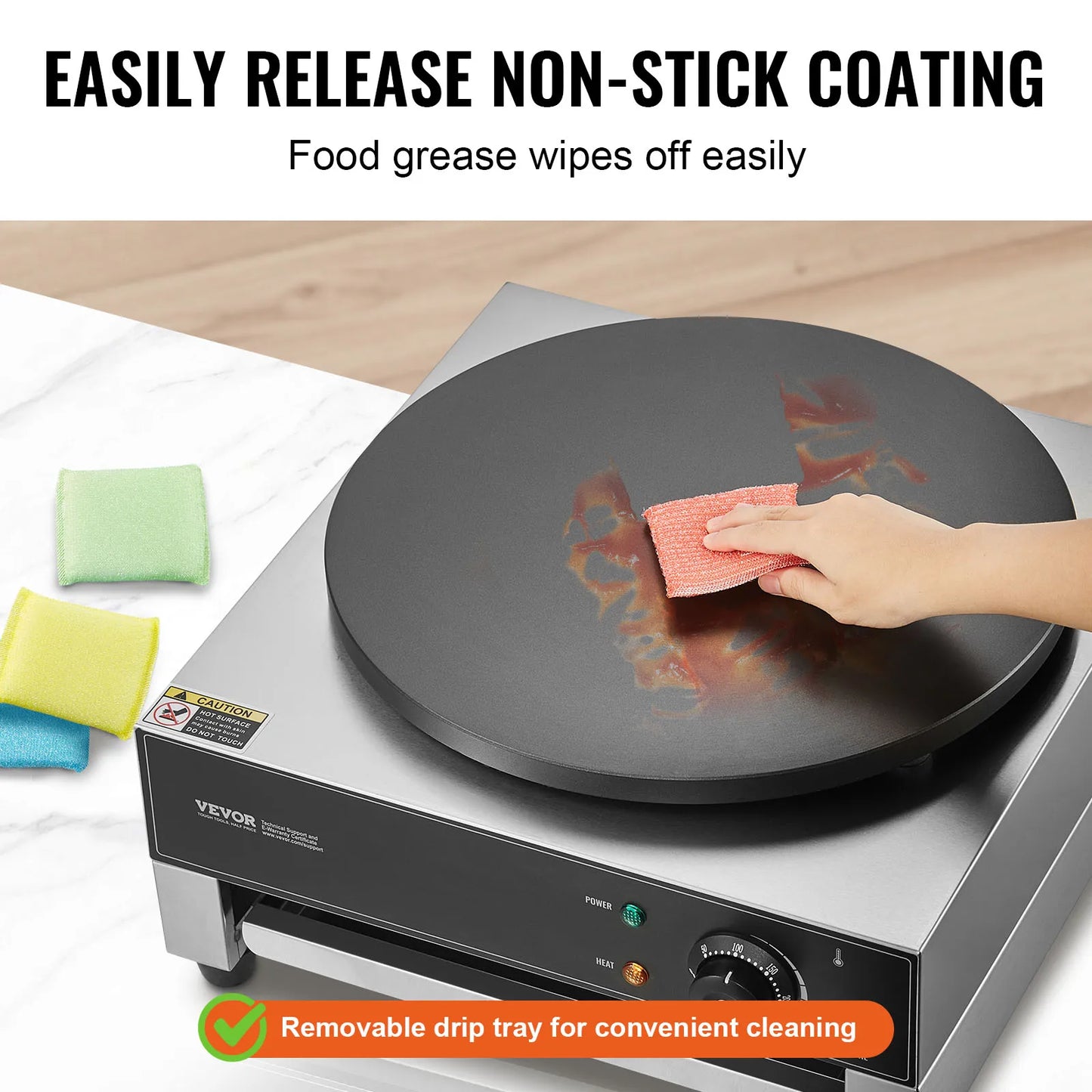 SucceBuy Electric Crepe Maker 16 Inch Commercial Crepe Machine Flat Plate Crepe Griddle Nonstick Circular Cereals Pancake Stove