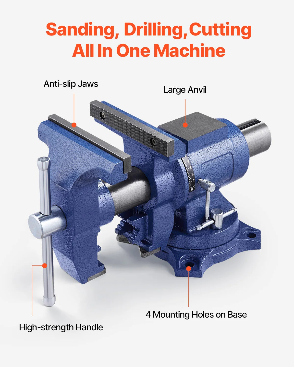 SucceBuy Heavy Duty Bench Vise 6-1/2" Jaw Width, 5" Max Jaw Opening Multi-Purpose Ductile Iron Bench Vise+Anvil for Metalworking