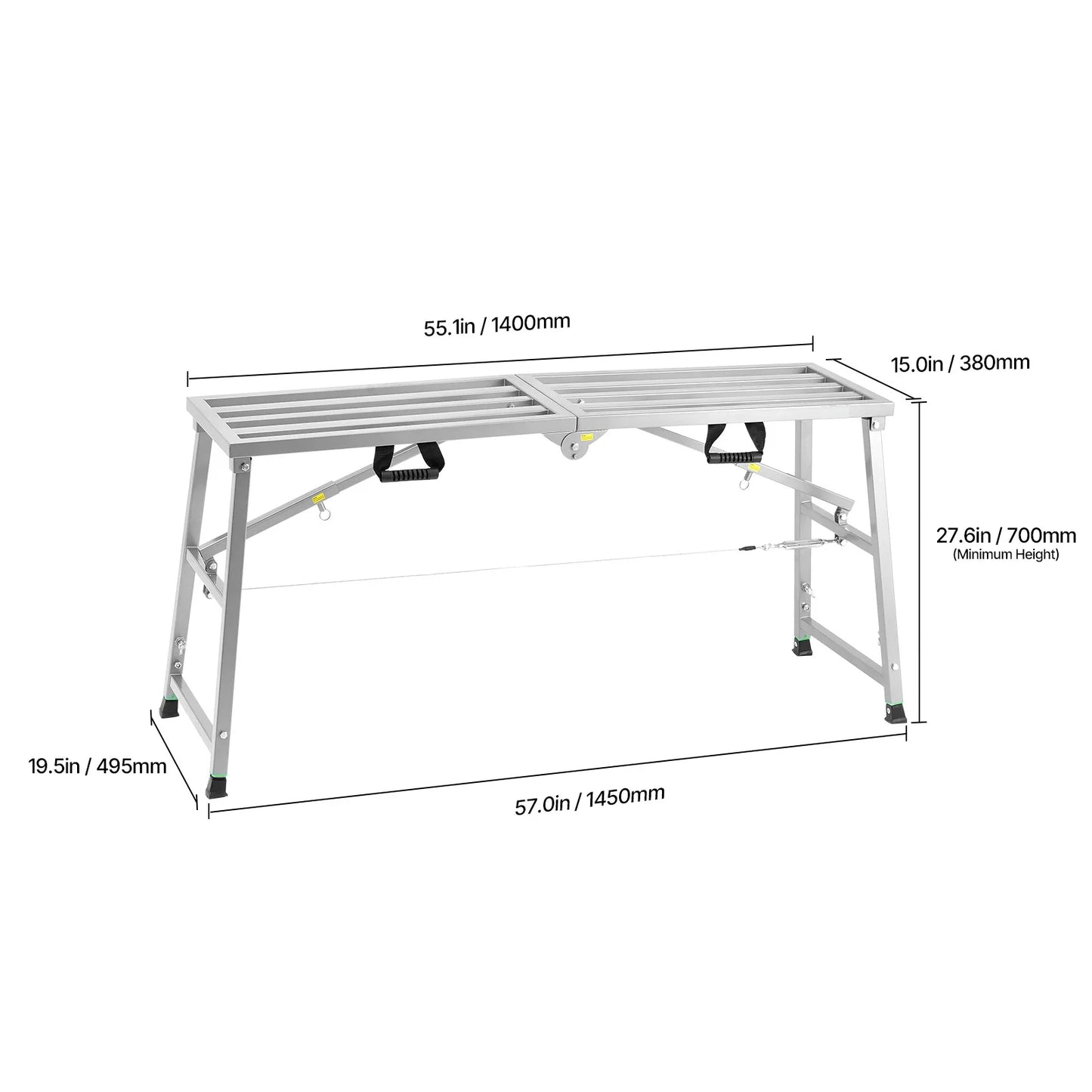 SucceBuy Work Platform 3 Gear Folding Steel Step Ladder Portable Scaffolding Platform 400 lb Load  Stool to Cleaning &Washing