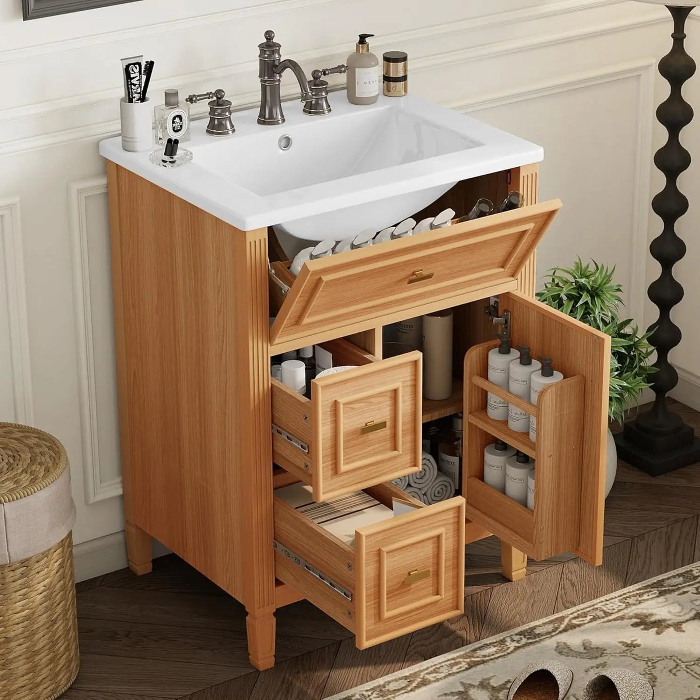 24-inch Bathroom Vanity with Sink Combo, Free-Standing Single Bathroom Storage Cabinet with One Flip Drawer,, Customized