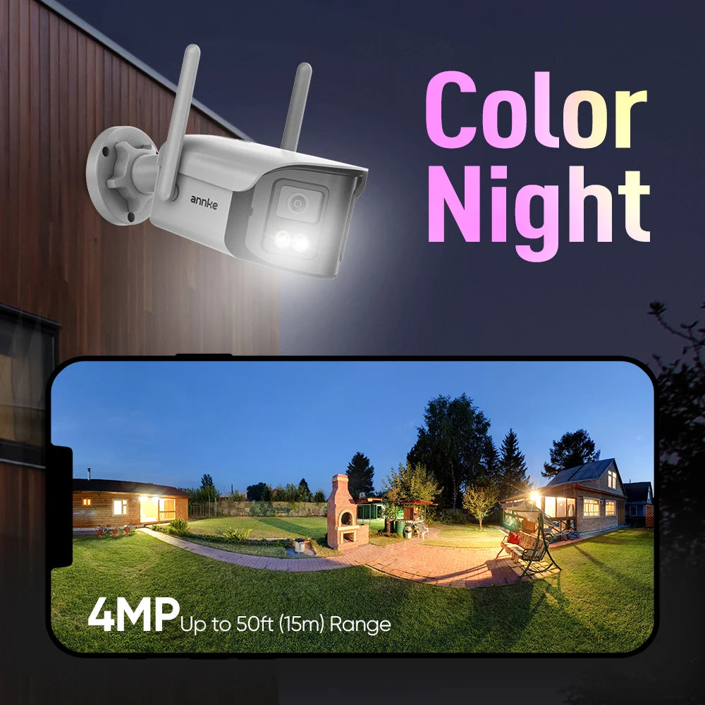 ANNKE Wireless Security Camera System 4CH NVR 4MP Dual Lens WiFi6 Outdoor CCTV Kit Home Surveillance with Alexa
