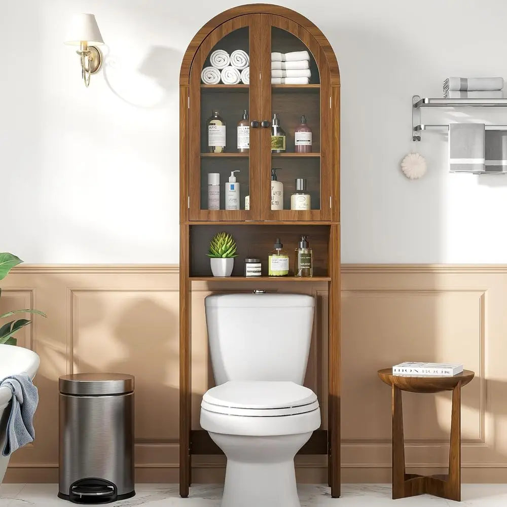 Arched Over The Toilet Storage Cabinet with Acrylic Do, 4 Tier Small Bathroom Shel Organizer, Century ern Bathroom Cabinet with